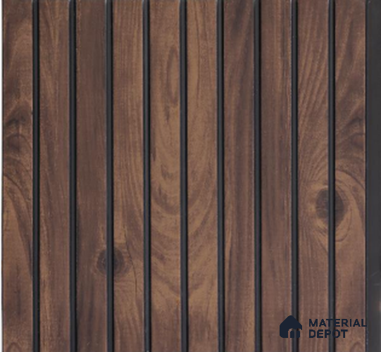 Walnut Brown Wooden Louver PN 02727 D 8 ft x 12 inch Charcoal Panel - 8 mm | Suitable for Feature Wall, TV Unit & Living Room | Width is Subjected to 5% Variation