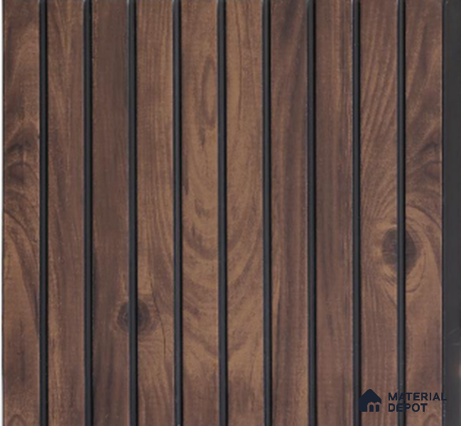 Walnut Brown Wooden Louver PN 02727 N 9.5 ft x 12 inch Charcoal Panel - 8 mm | Suitable for Feature Wall, TV Unit & Living Room | Width is Subjected to 5% Variation