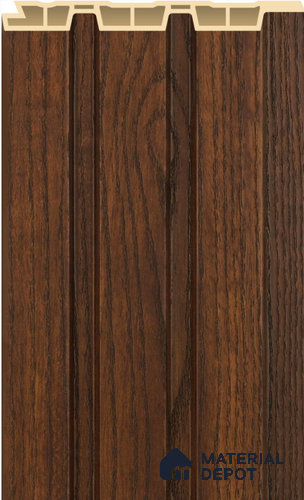 Rich Walnut Wooden Louver PN 02570 D 9.5 ft x 4.8 inch WPC Panel - 12 mm | Suitable for Feature Wall, TV Unit & Living Room | Width is Subjected to 5% Variation