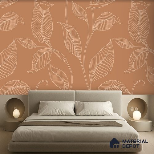 Terracotta Vein Wildflower Cluster | WP 04125 B Non Woven Matte Finish Tropical Style Premium Customized size Wallpaper | 150 GSM WP01MTF Paper | (MOQ = 30 Sq. Ft.)