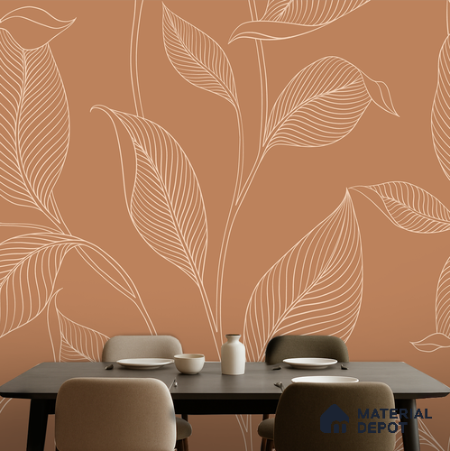 Terracotta Vein Wildflower Cluster | WP 04125 Canvas Texture Finish Tropical Style luxurious Customized size Wallpaper | 250 GSM WP01CNF Paper | (MOQ = 30 Sq. Ft.)