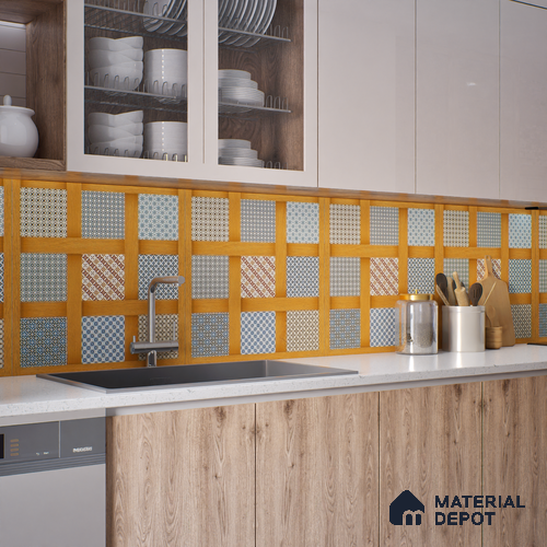 Moroccan Wall & Floor Tile TL 06609 Marve Wood Decor 2 ft x 2 ft Vitrified Matte Finish - 9 mm | Suitable for Living Room, Balcony, Courtyard | Please Expect a Slight Variation of Pattern