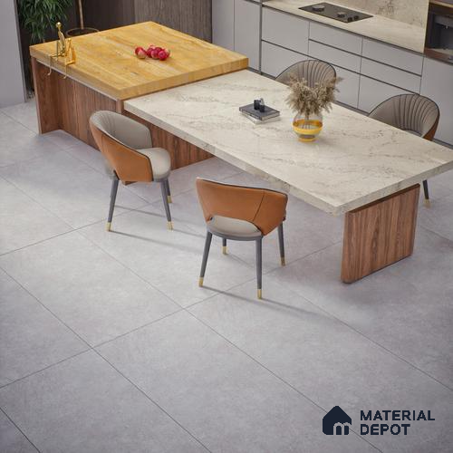 Cement Floor & Wall Tile TL 06411 D Mono Bianco 4 ft x 2 ft Texture Finish Vitrified Tile - 9 mm | Suitable for Living Room, Bedroom & Bathroom