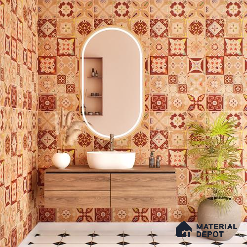 Moroccan Wall Tile TL 06400 D Nebula Brown Decor 4 ft x 2 ft Vitrified Matte Finish - 9 mm | Suitable for Living Room, Bedroom & Bathroom