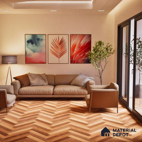 Herringbone Wood Look Floor Tile TL 06650 Rhodium Brown 4 ft x 2 ft Vitrified Matte Finish - 9 mm | (Random 1) | Suitable for Living Room, Bedroom, Bathroom, Kitchen, Office, Elevation & Dining