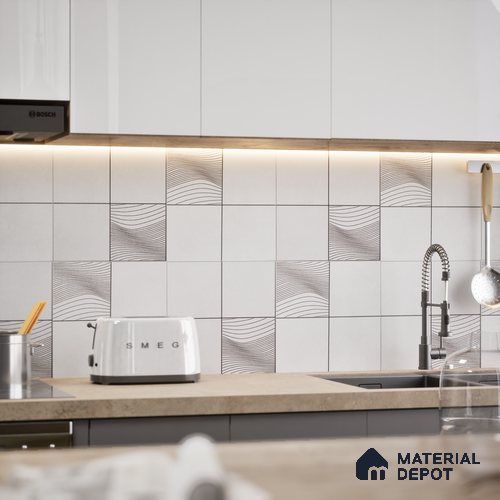Faux Subway Wall & Floor Tile TL 04922 Marrakech Presscot Gris 1 ft x 1 ft Ceramic Matte Finish - 9 mm | Random 3 | Suitable for Living Room, Bedroom, Bathroom, Courtyard, Balcony | Please Expect a Slight Variation of Pattern