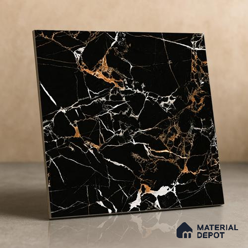 TL 01486 Black 2 ft x 2 ft Matte Finish Wall and Floor Porcelain Tile - 9 mm