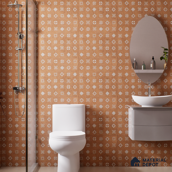 Moroccans Look Floor & Wall Tile TL 06016 Texture Memoria 2 ft x 2 ft Rustic Carving Matte Finish Vitrified Tile - 9 mm | 4 Random Design | Suitable For Living Room, Bedroom, Bathroom, Kitchen & Dining | Please Expect a Slight Variation of Pattern