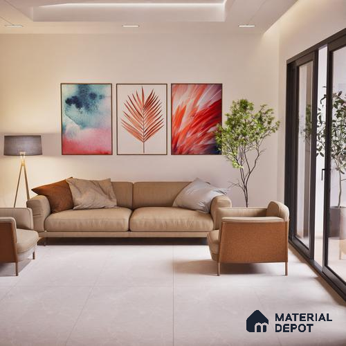 Carving Floor & Wall Tile TL 05612 Gravier Subtle Crema 2 ft x 4 ft Vitrified Rustic Carving Matte Finish - 9 mm | 6 Random Design | Suitable for Living Room, Bedroom, Bathroom