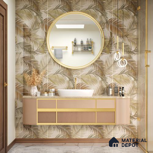 Grey Floral Wall Tile TL 06692 B Gravier Arctic Glow Embellish 2 ft x 4 ft Vitrified Glossy Finish - 9 mm | Suitable for Living Room, Bedroom, Bathroom