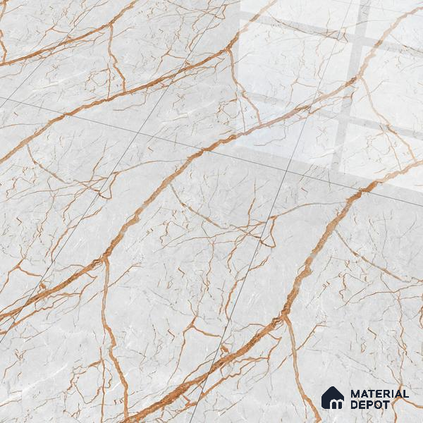 Marble Floor & Wall Tile TL 02194 Cassa Grey 4 ft x 2 ft Glossy Finish Vitrified Tile - 9 mm