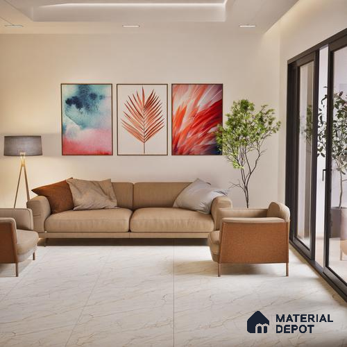 TL 02219 1 Ceaser White 4 ft x 2 ft Carving Matte Finish Vitrified Tile - 9 mm (Random 3)