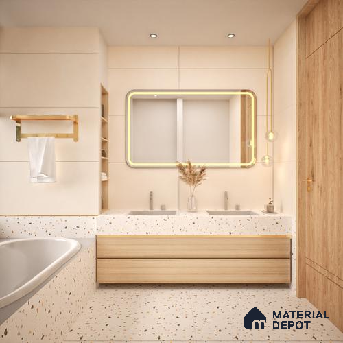 Cement Floor & Wall Tile TL 06133 B Aqua Stone Crema 4 ft x 2 ft Vitrified Drew Grit Matte Finish - 9 mm | 12 Random Design | Suitable For Living Room, Bedroom, Bathroom, Kitchen