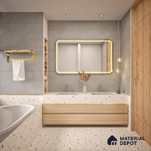 Cement Floor & Wall Tile TL 06133 C Aqua Stone Grey 4 ft x 2 ft Vitrified Drew Grit Matte Finish - 9 mm | 12 Random Design | Suitable For Living Room, Bedroom, Bathroom, Kitchen