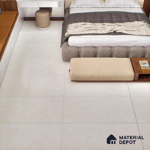 Cement Floor & Wall Tile TL 06133 Aqua Stone Bianco 4 ft x 2 ft Vitrified Drew Grit Matte Finish - 9 mm | 12 Random Design | Suitable For Living Room, Bedroom, Bathroom, Kitchen