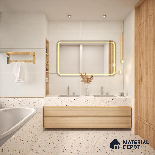 Cement Floor & Wall Tile TL 06133 Aqua Stone Bianco 4 ft x 2 ft Vitrified Drew Grit Matte Finish - 9 mm | 12 Random Design | Suitable For Living Room, Bedroom, Bathroom, Kitchen | Image 08