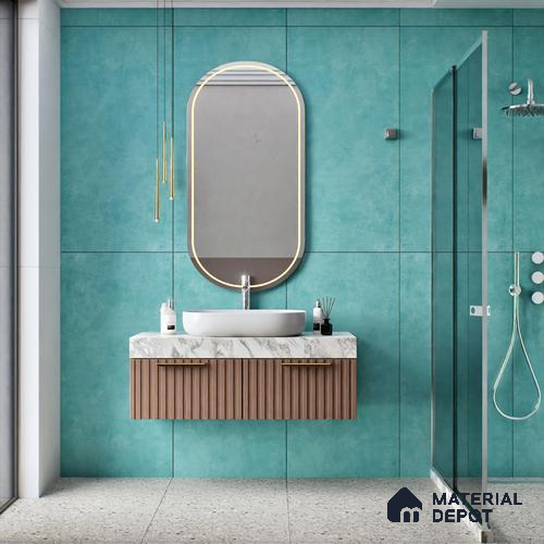 Cement Floor & Wall Tile TL 06134 B Elegance Aqua 4 ft x 2 ft Vitrified Matte Finish - 9 mm | 4 Random Design | Suitable For Living Room, Bedroom, Bathroom, Kitchen