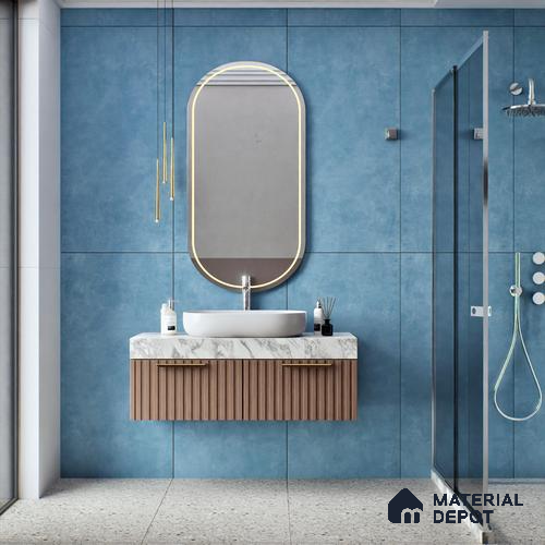 Cement Floor & Wall Tile TL 06134 C Elegance Azure 4 ft x 2 ft Vitrified Matte Finish - 9 mm | 4 Random Design | Suitable For Living Room, Bedroom, Bathroom, Kitchen