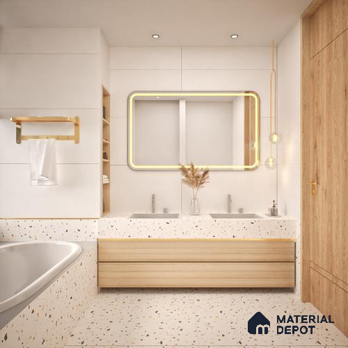 Cement Floor & Wall Tile TL 06134 D Elegance Blanco 4 ft x 2 ft Vitrified Matte Finish - 9 mm | 4 Random Design | Suitable For Living Room, Bedroom, Bathroom, Kitchen