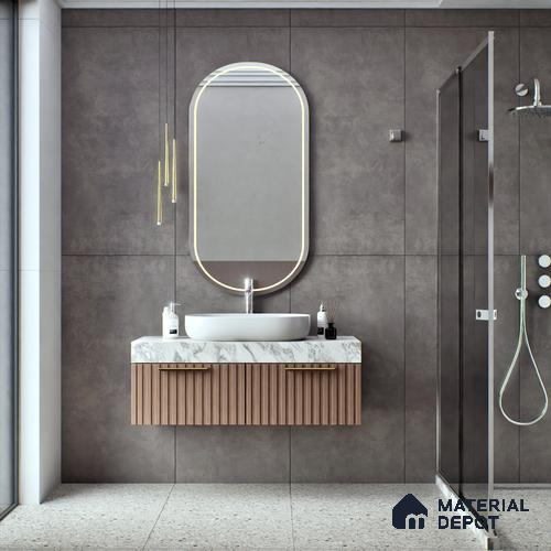 Cement Floor & Wall Tile TL 06134 E Elegance Charcoal 4 ft x 2 ft Vitrified Matte Finish - 9 mm | 4 Random Design | Suitable For Living Room, Bedroom, Bathroom, Kitchen | Image 07