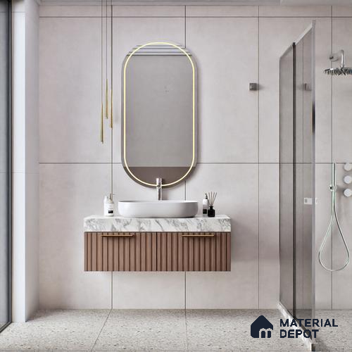 Cement Floor & Wall Tile TL 06134 I Elegance Soft Grey 4 ft x 2 ft Vitrified Matte Finish - 9 mm | 4 Random Design | Suitable For Living Room, Bedroom, Bathroom, Kitchen