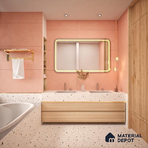 Cement Floor & Wall Tile TL 06134 J Elegance Tender Pink 4 ft x 2 ft Vitrified Matte Finish - 9 mm | 4 Random Design | Suitable For Living Room, Bedroom, Bathroom, Kitchen