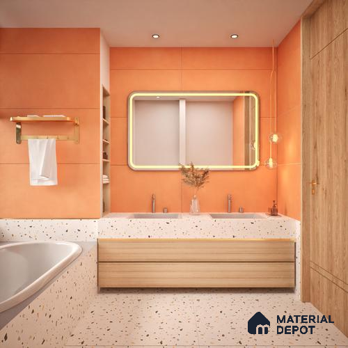Cement Floor & Wall Tile TL 06134 K Elegance Tengerine 4 ft x 2 ft Vitrified Matte Finish - 9 mm | 4 Random Design | Suitable For Living Room, Bedroom, Bathroom, Kitchen