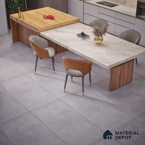 Cement Floor & Wall Tile TL 06128 C Everest Grey 4 ft x 2 ft Vitrified Matte Finish - 9 mm | 6 Random Design | Suitable For Living Room, Bedroom, Bathroom, Kitchen