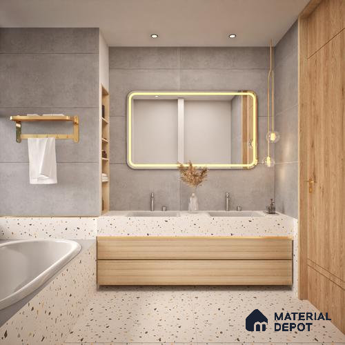 Cement Floor & Wall Tile TL 06128 C Everest Grey 4 ft x 2 ft Vitrified Matte Finish - 9 mm | 6 Random Design | Suitable For Living Room, Bedroom, Bathroom, Kitchen