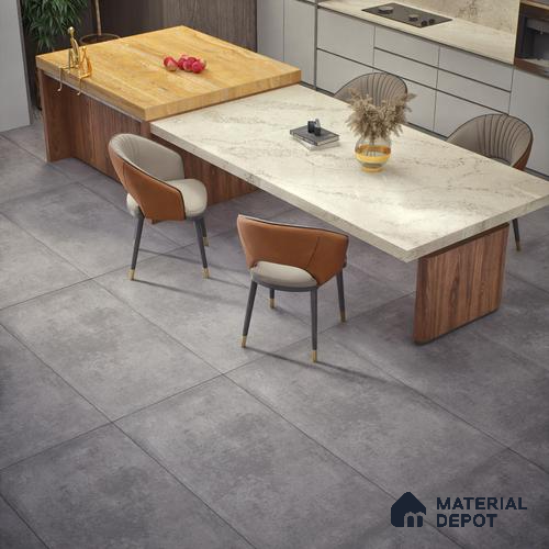 Cement Floor & Wall Tile TL 06128 D Everest Graphite 4 ft x 2 ft Vitrified Matte Finish - 9 mm | 6 Random Design | Suitable For Living Room, Bedroom, Bathroom, Kitchen