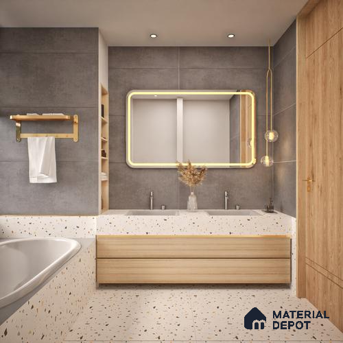 Cement Floor & Wall Tile TL 06128 D Everest Graphite 4 ft x 2 ft Vitrified Matte Finish - 9 mm | 6 Random Design | Suitable For Living Room, Bedroom, Bathroom, Kitchen