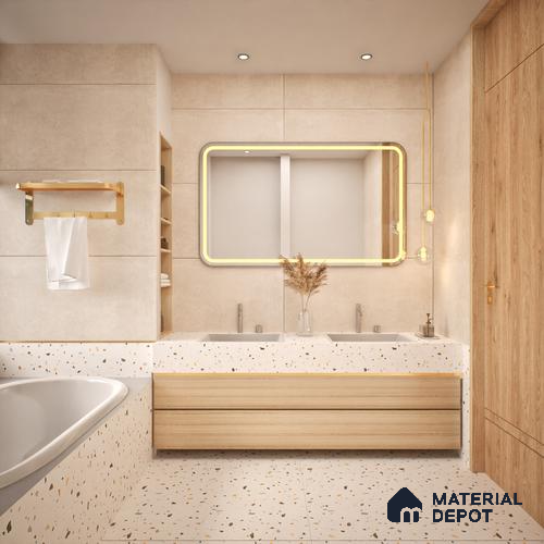 Cement Floor & Wall Tile TL 06128 E Everest Taupe 4 ft x 2 ft Vitrified Matte Finish - 9 mm | 6 Random Design | Suitable For Living Room, Bedroom, Bathroom, Kitchen