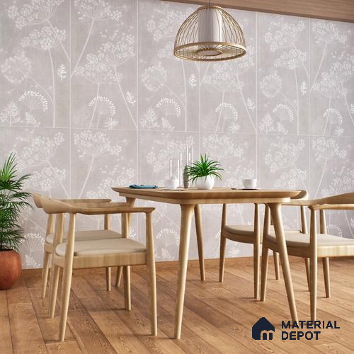 Floral Wall Tile TL 06088 B Concrete Checks Decor 4 ft x 2 ft Vitrified Matte Finish - 9 mm | Suitable For Living Room, Bedroom, Bathroom, Dining