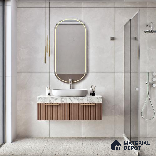 Cement Floor & Wall Tile TL 06091 Elbis Grey Plain 4 ft x 2 ft Vitrified Matte Finish - 9 mm | 8 Random Design | Suitable For Living Room, Bedroom, Bathroom, Kitchen | Image 07