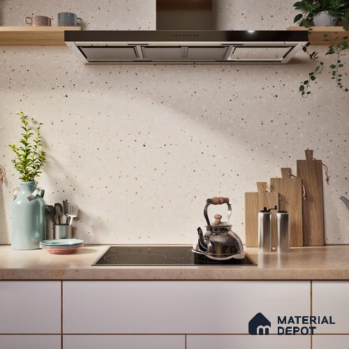Terrazzo Floor & Wall Tile TL 06122 C Cementi Crema Terrazo 4 ft x 2 ft Vitrified Matte Finish - 9 mm | Suitable For Living Room, Bedroom, Bathroom, Kitchen