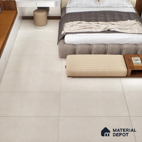Cement Floor & Wall Tile TL 06122 Cementi Crema Plain 4 ft x 2 ft Vitrified Matte Finish - 9 mm | Suitable For Living Room, Bedroom, Bathroom, Kitchen