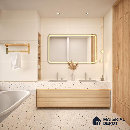 Cement Floor & Wall Tile TL 06122 Cementi Crema Plain 4 ft x 2 ft Vitrified Matte Finish - 9 mm | Suitable For Living Room, Bedroom, Bathroom, Kitchen