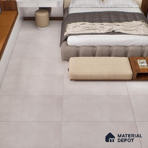 Cement Floor & Wall Tile TL 06122 D Cementi Grey Plain 4 ft x 2 ft Vitrified Matte Finish - 9 mm | Suitable For Living Room, Bedroom, Bathroom, Kitchen
