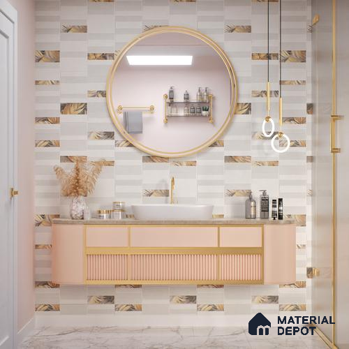 Highlighter Wall Tile TL 05520 B Prestige Imperial Ivory Decor 2 ft x 4 ft Vitrified Matte Finish - 9 mm | Suitable for Living Room, Bedroom, Bathroom