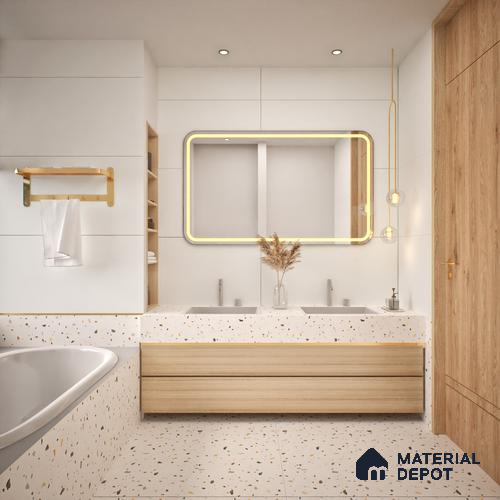Cement Floor & Wall Tile TL 05520 Prestige Imperial Ivory 2 ft x 4 ft Vitrified Matte Finish - 9 mm | 4 Random Design | Suitable for Living Room, Bedroom, Bathroom