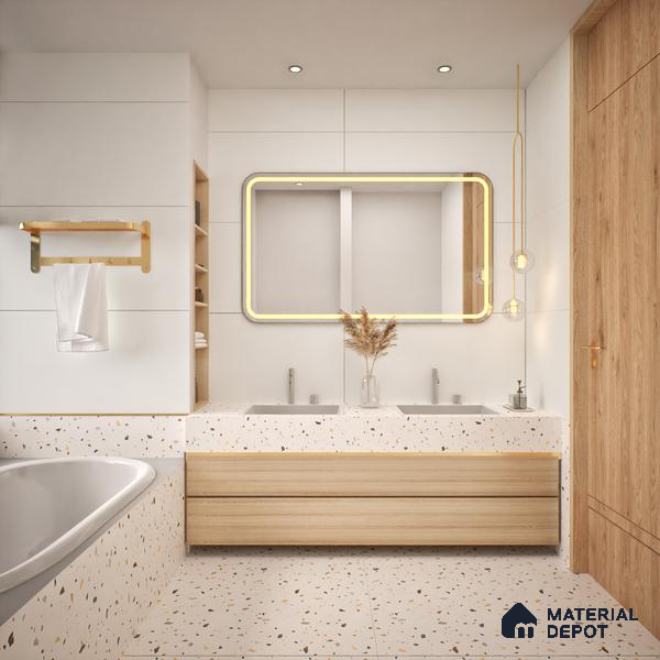 Cement Floor & Wall Tile TL 05520 Prestige Imperial Ivory 2 ft x 4 ft Vitrified Matte Finish - 9 mm | 4 Random Design | Suitable for Living Room, Bedroom, Bathroom
