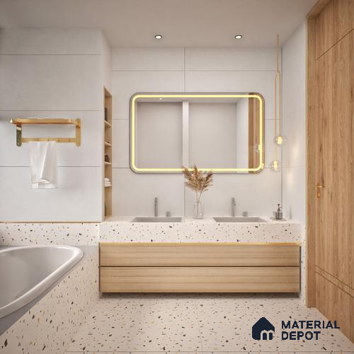 Cement Floor & Wall Tile TL 05520 E Prestige Imperial Bianco 2 ft x 4 ft Vitrified Matte Finish - 9 mm | 4 Random Design | Suitable for Living Room, Bedroom, Bathroom