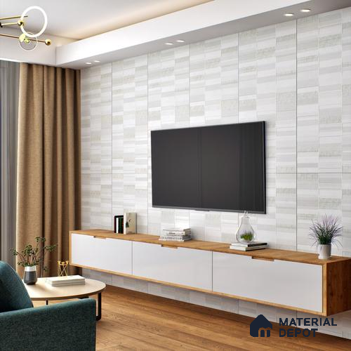 Highlighter Wall Tile TL 05520 F Prestige Imperial Bianco Decor 2 ft x 4 ft Vitrified Matte Finish - 9 mm  | Suitable for Living Room, Bedroom, Bathroom