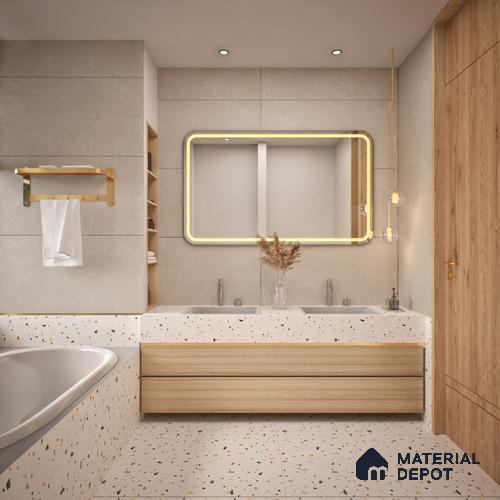 Cement Floor & Wall Tile TL 05516 C Prestige Regal Mocha 2 ft x 4 ft Vitrified Matte Finish - 9 mm | 3 Random Design | Suitable for Living Room, Bedroom, Bathroom