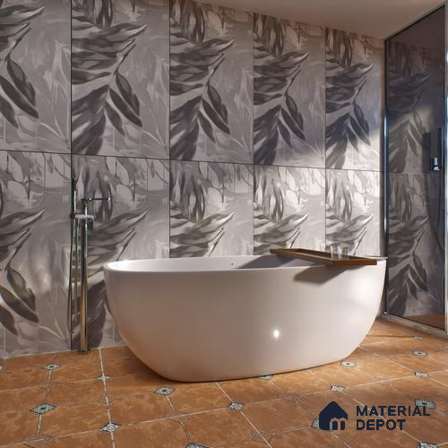 Tropical Wall Tile TL 05517 B Prestige Sovereign Ash Decor 2 ft x 4 ft Vitrified Glue Matte Finish - 9 mm | 6 Random Design | Suitable for Living Room, Bedroom, Bathroom
