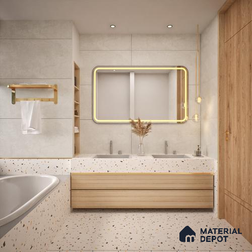 Cement Floor & Wall Tile TL 05517 C Prestige Sovereign Ash 2 ft x 4 ft Vitrified Matte Finish - 9 mm | 3 Random Design | Suitable for Living Room, Bedroom, Bathroom