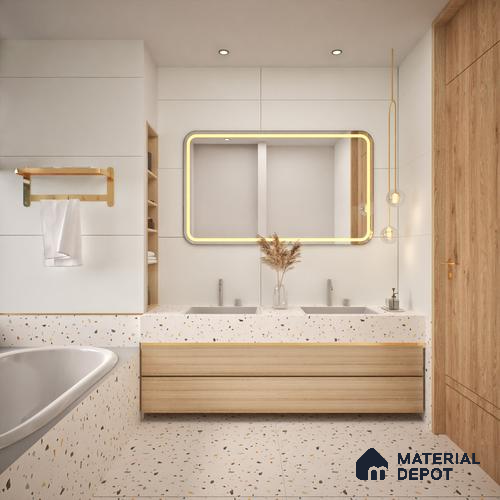 Cement Floor & Wall Tile TL 05517 Prestige Sovereign Snow 2 ft x 4 ft Vitrified Matte Finish - 9 mm | 3 Random Design | Suitable for Living Room, Bedroom, Bathroom