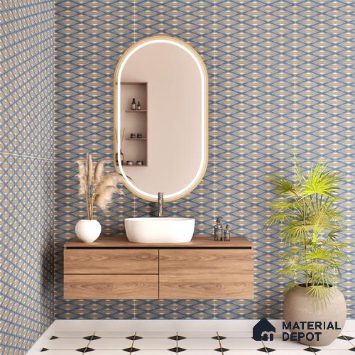 Highlighter Wall Tile TL 05517 D Prestige Sovereign Azure Decor 2 ft x 4 ft Vitrified Glue Matte Finish - 9 mm  | Suitable for Living Room, Bedroom, Bathroom