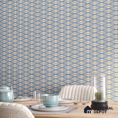 Highlighter Wall Tile TL 05517 D Prestige Sovereign Azure Decor 2 ft x 4 ft Vitrified Glue Matte Finish - 9 mm  | Suitable for Living Room, Bedroom, Bathroom