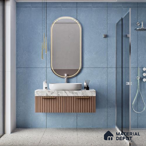 Cement Floor & Wall Tile TL 05517 E Prestige Sovereign Azure 2 ft x 4 ft Vitrified Matte Finish - 9 mm | 3 Random Design | Suitable for Living Room, Bedroom, Bathroom